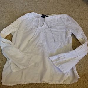 White blouse with tassle tie
